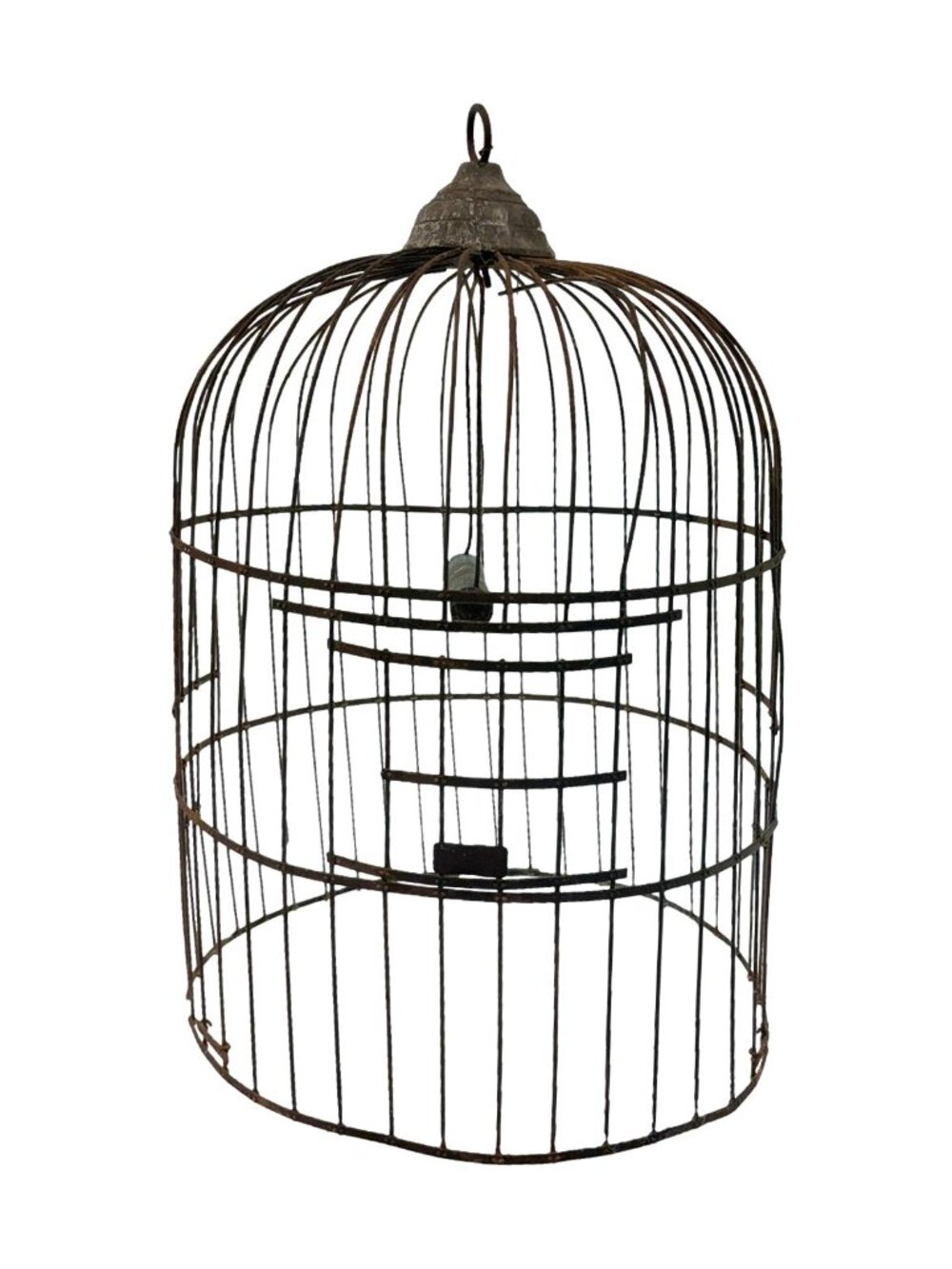 Vintage Iron Wire Bird Cage Large Dome Hanging Grandmillennial Rustic Decor 24"